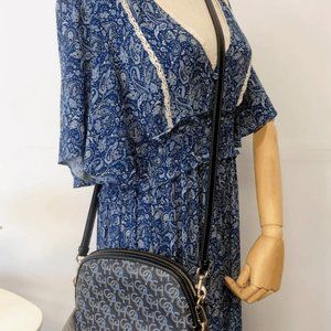 COACH MADI Crossbody w Navy Blue Canvas & Leather Monogram